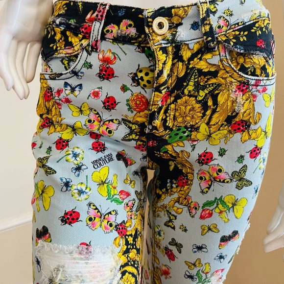 Versace Jeans Versace Limited Edition Tribute Print Butterfly Jeans Size 25 $995 - Picture 4 of 16